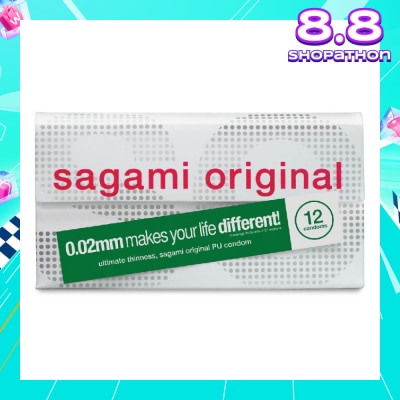 SAGAMI Original PU Condom 0.02mm (Ultra Thinness + Suitable for Users with Latex Allergy) 12s