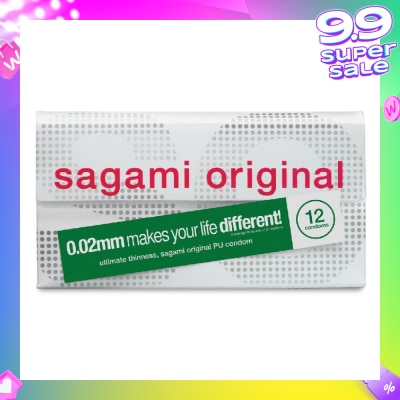 SAGAMI Original PU Condom 0.02mm (Ultra Thinness + Suitable for Users with Latex Allergy) 12s