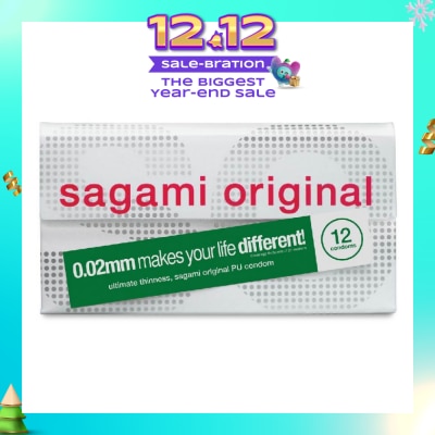 SAGAMI Original PU Condom 0.02mm (Ultra Thinness + Suitable for Users with Latex Allergy) 12s