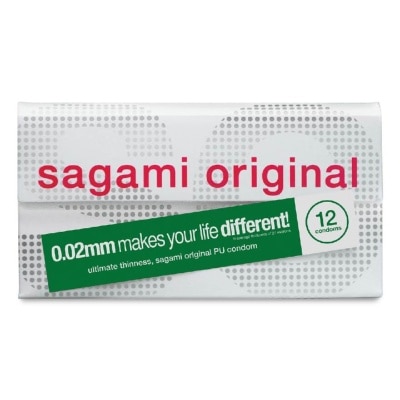 SAGAMI Original PU Condom 0.02mm (Ultra Thinness + Suitable for Users with Latex Allergy) 12s