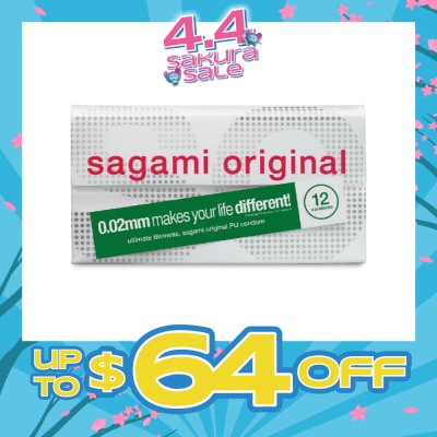 SAGAMI - Original PU Condom 0.02mm (Ultra Thinness + Suitable for Users with Latex Allergy) 12s