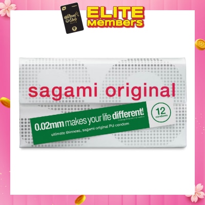 SAGAMI Original PU Condom 0.02mm (Ultra Thinness + Suitable for Users with Latex Allergy) 12s
