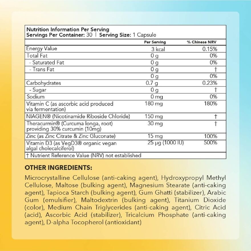 Immune Daily Defence Food Supplement Vegetarian Capsules (Support Healthy Immune Cell Function + Maintain Beauty) 30s