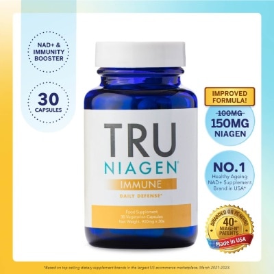 TRU NIAGEN Immune Daily Defence Food Supplement Vegetarian Capsules (Support Healthy Immune Cell Function + Maintain Beauty) 30s