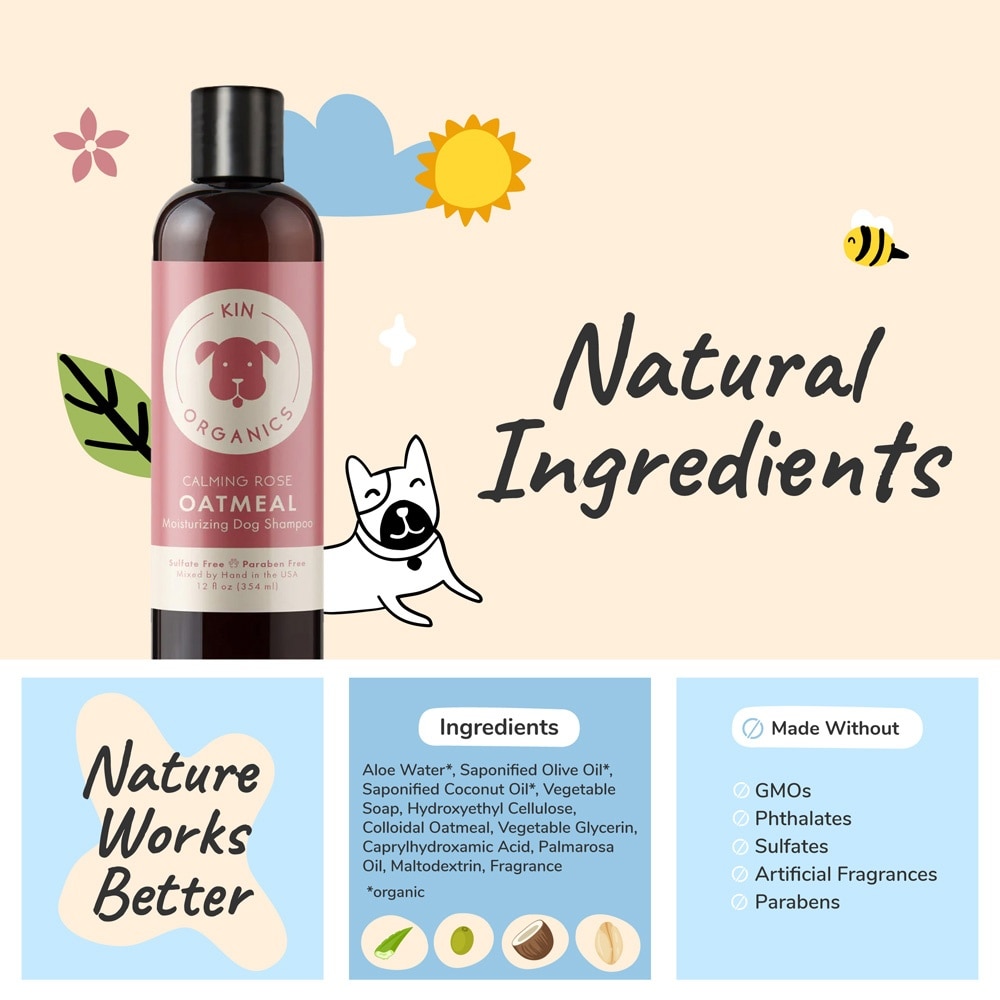 Calming Rose Oatmeal Moisturizing Dog Shampoo 354ml