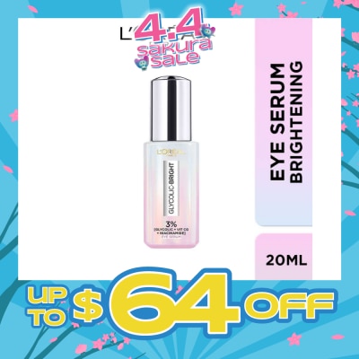 LOREAL DE - Glycolic Bright Dark Circle Eye Serum Formulated With 3% 20ml (Expiry: Sep`2026)