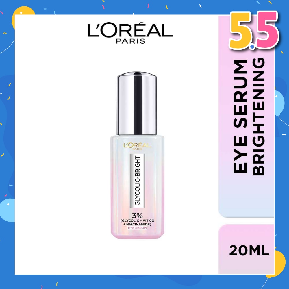 Glycolic Bright Dark Circle Eye Serum Formulated With 3% (Glycolic Acid + Vitamin Cg + Niacinamide) Clinically Proven To Visibly Reduce Dark Circles For Awakened Eye Look, 20ml