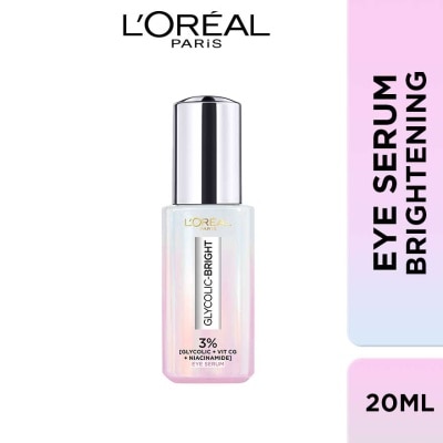 LOREAL DE Glycolic Bright Dark Circle Eye Serum Formulated With 3% (Glycolic Acid + Vitamin Cg + Niacinamide) Clinically Proven To Visibly Reduce Dark Circles For Awakened Eye Look, 20ml