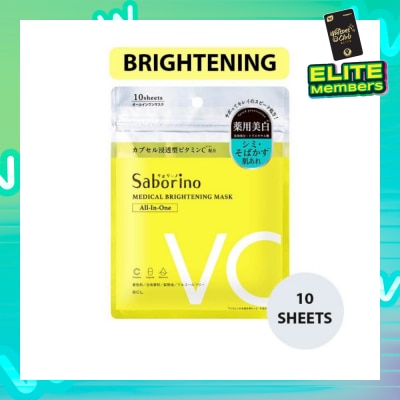 SABORINO Medical Facial Sheet Mask Brightening (Help Fade Discolouration, Brighten Your Skin And Help Reduce The Appearance Of Acne Scars) 10s