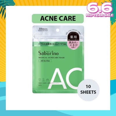 SABORINO Medical Facial Sheet Mask Acne (Infused With Licorice Root Extract To Help Prevent Rough Skin And Acne) 10s