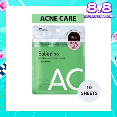 SABORINO Medical Facial Sheet Mask Acne (Infused With Licorice Root Extract To Help Prevent Rough Skin And Acne) 10s