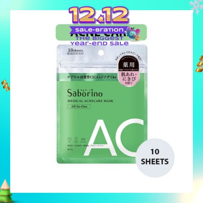 SABORINO Medical Facial Sheet Mask Acne (Infused With Licorice Root Extract To Help Prevent Rough Skin And Acne) 10s