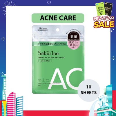 SABORINO Medical Facial Sheet Mask Acne (Infused With Licorice Root Extract To Help Prevent Rough Skin And Acne) 10s