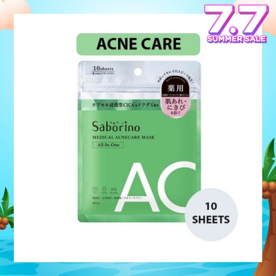 SABORINO Medical Facial Sheet Mask Acne (Infused With Licorice Root Extract To Help Prevent Rough Skin And Acne) 10s