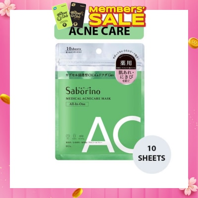 SABORINO Medical Facial Sheet Mask Acne (Infused With Licorice Root Extract To Help Prevent Rough Skin And Acne) 10s