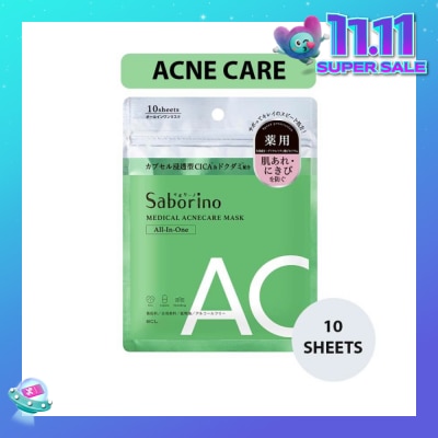 SABORINO Medical Facial Sheet Mask Acne (Infused With Licorice Root Extract To Help Prevent Rough Skin And Acne) 10s
