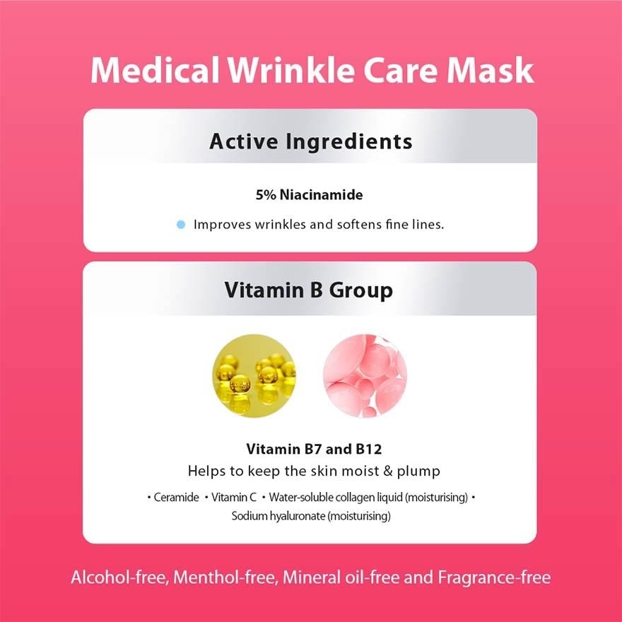 Medical Facial Sheet Mask Wrinkle (Infused With Niacinamide To Help Improve Skin Complexion) 10s