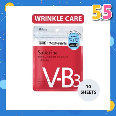 SABORINO Medical Facial Sheet Mask Wrinkle (Infused With Niacinamide To Help Improve Skin Complexion) 10s