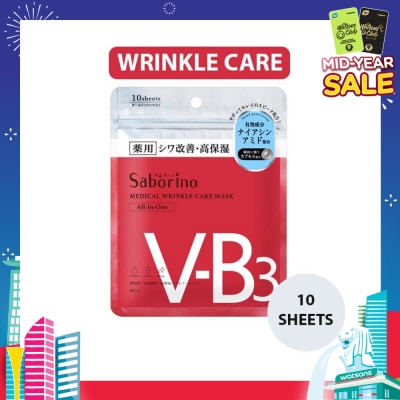 SABORINO Medical Facial Sheet Mask Wrinkle (Infused With Niacinamide To Help Improve Skin Complexion) 10s
