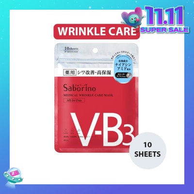 SABORINO Medical Facial Sheet Mask Wrinkle (Infused With Niacinamide To Help Improve Skin Complexion) 10s