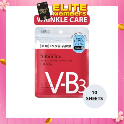 SABORINO Medical Facial Sheet Mask Wrinkle (Infused With Niacinamide To Help Improve Skin Complexion) 10s