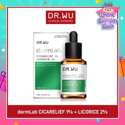 DR. WU Dermlab Solutions 1% Cicarelief +2% Licorice (Specifically For Skins That Are Prone To Irritation, Allergy, And Redness) 15ml