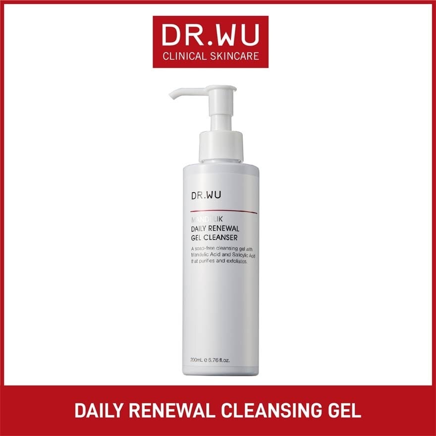 Mandelik Renewal Daily Gel Cleansing Gel (Purifies Pores, Exfoliation, Balances Sebum Production, Inhibits Bacterial Growth, Prevents Acne Growth) 200ml