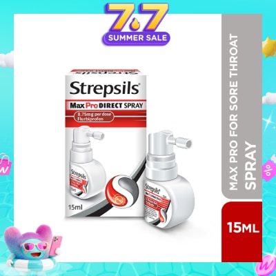 STREPSILS - Max Pro for Sore Throat Direct Spray 15ml (Expiry: Jan`2027)