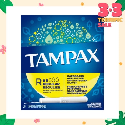 TAMPAX Cardboard Regular Tampons Unscented 20s