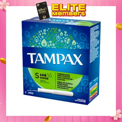 TAMPAX Anti-Slip Grip Cardboard Applicator Super Absorbency Tampons 20s