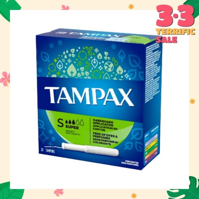 TAMPAX Anti-Slip Grip Cardboard Applicator Super Absorbency Tampons 20s