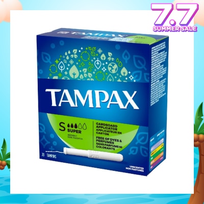 TAMPAX Anti-Slip Grip Cardboard Applicator Super Absorbency Tampons 20s