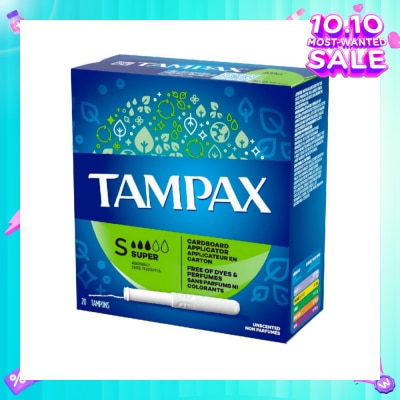 TAMPAX Anti-Slip Grip Cardboard Applicator Super Absorbency Tampons 20s