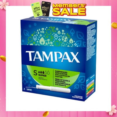 TAMPAX Anti-Slip Grip Cardboard Applicator Super Absorbency Tampons 20s