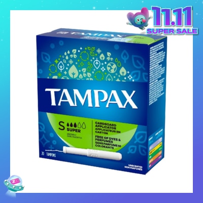 TAMPAX Anti-Slip Grip Cardboard Applicator Super Absorbency Tampons 20s