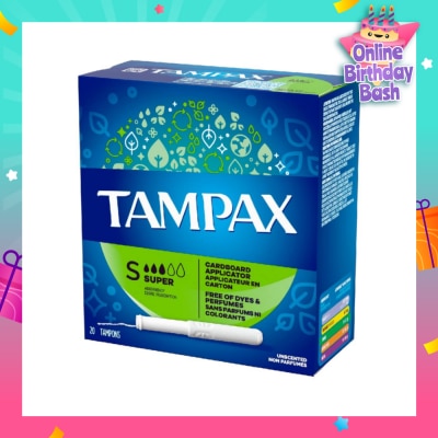 TAMPAX Anti-Slip Grip Cardboard Applicator Super Absorbency Tampons 20s