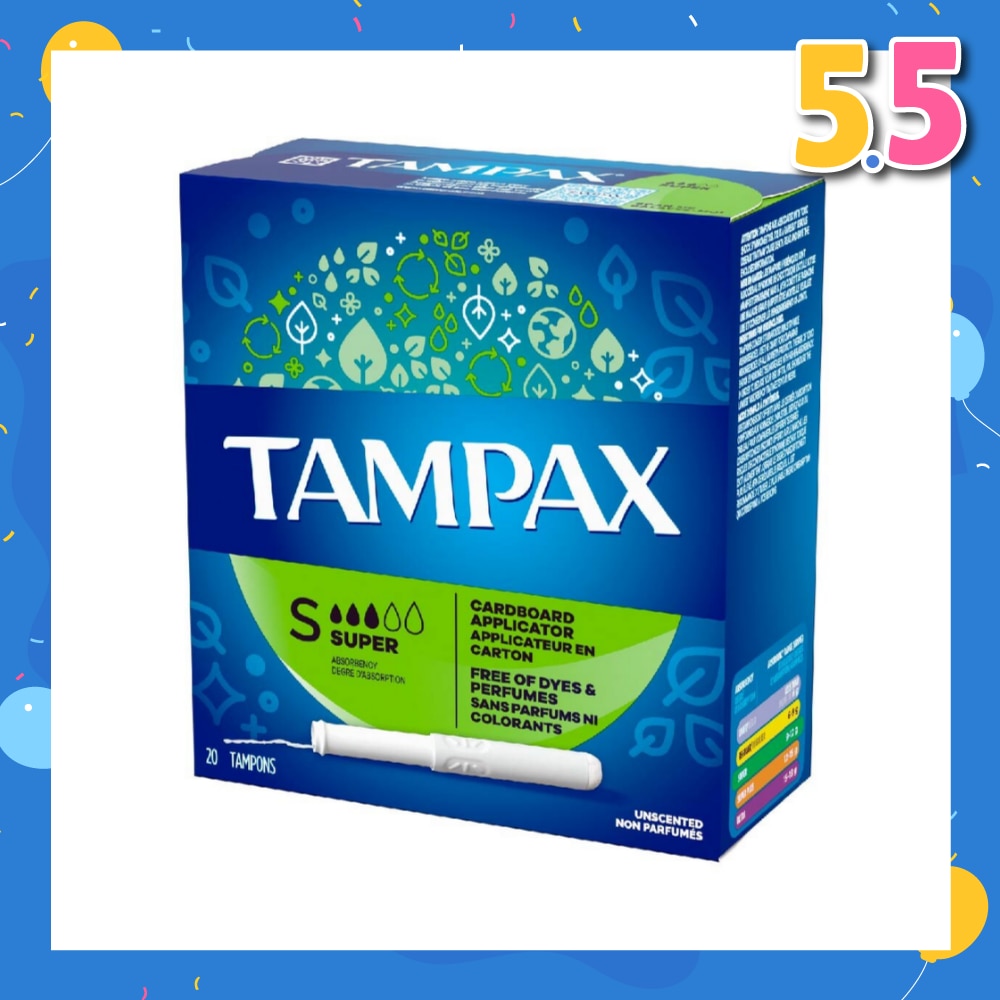 Anti-Slip Grip Cardboard Applicator Super Absorbency Tampons 20s