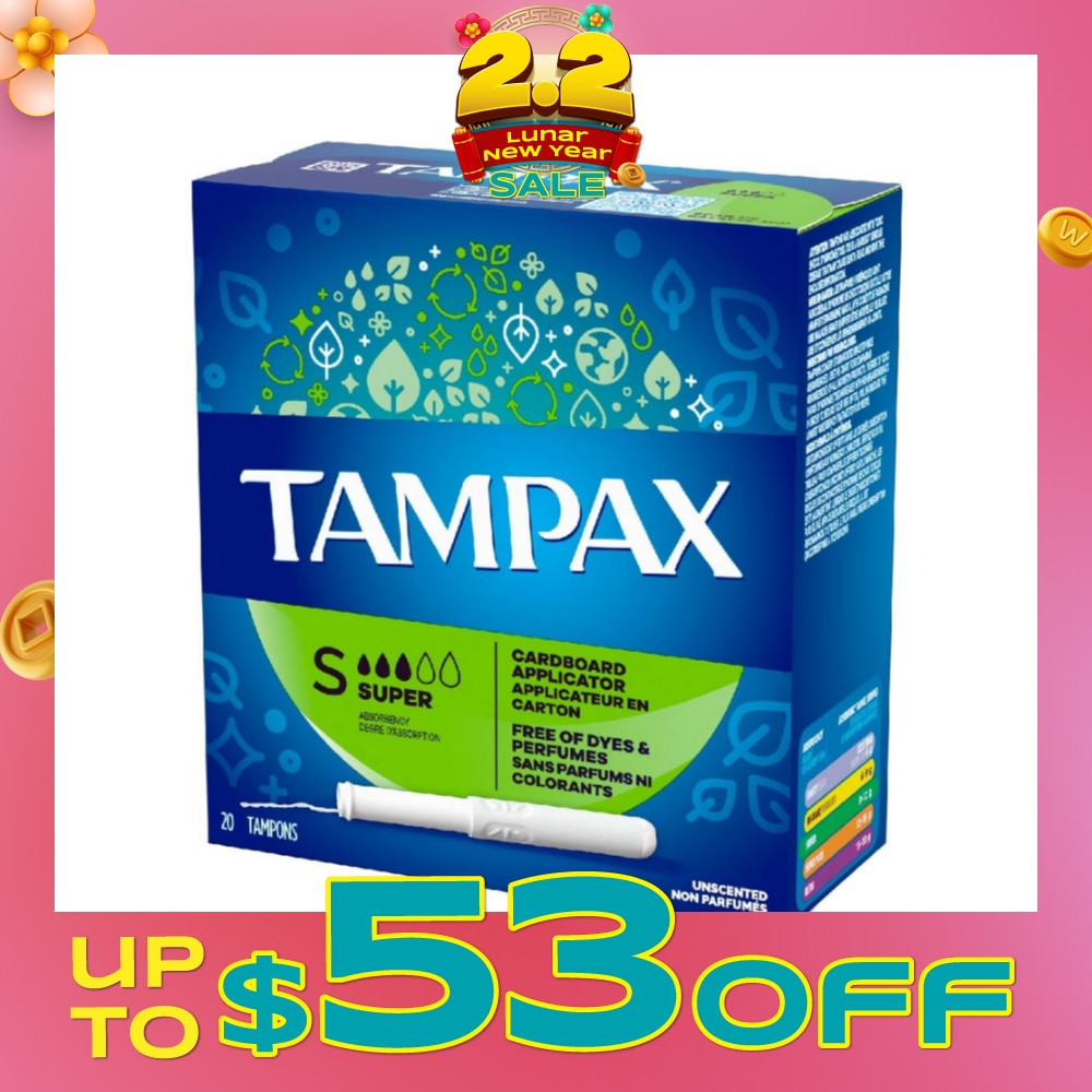 Anti-Slip Grip Cardboard Applicator Super Absorbency Tampons 20s