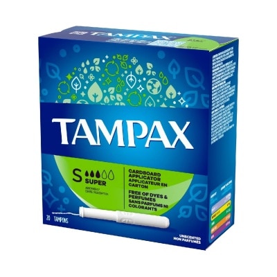 TAMPAX Anti-Slip Grip Cardboard Applicator Super Absorbency Tampons 20s