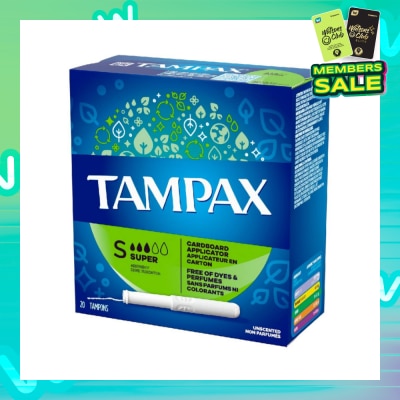 TAMPAX Anti-Slip Grip Cardboard Applicator Super Absorbency Tampons 20s