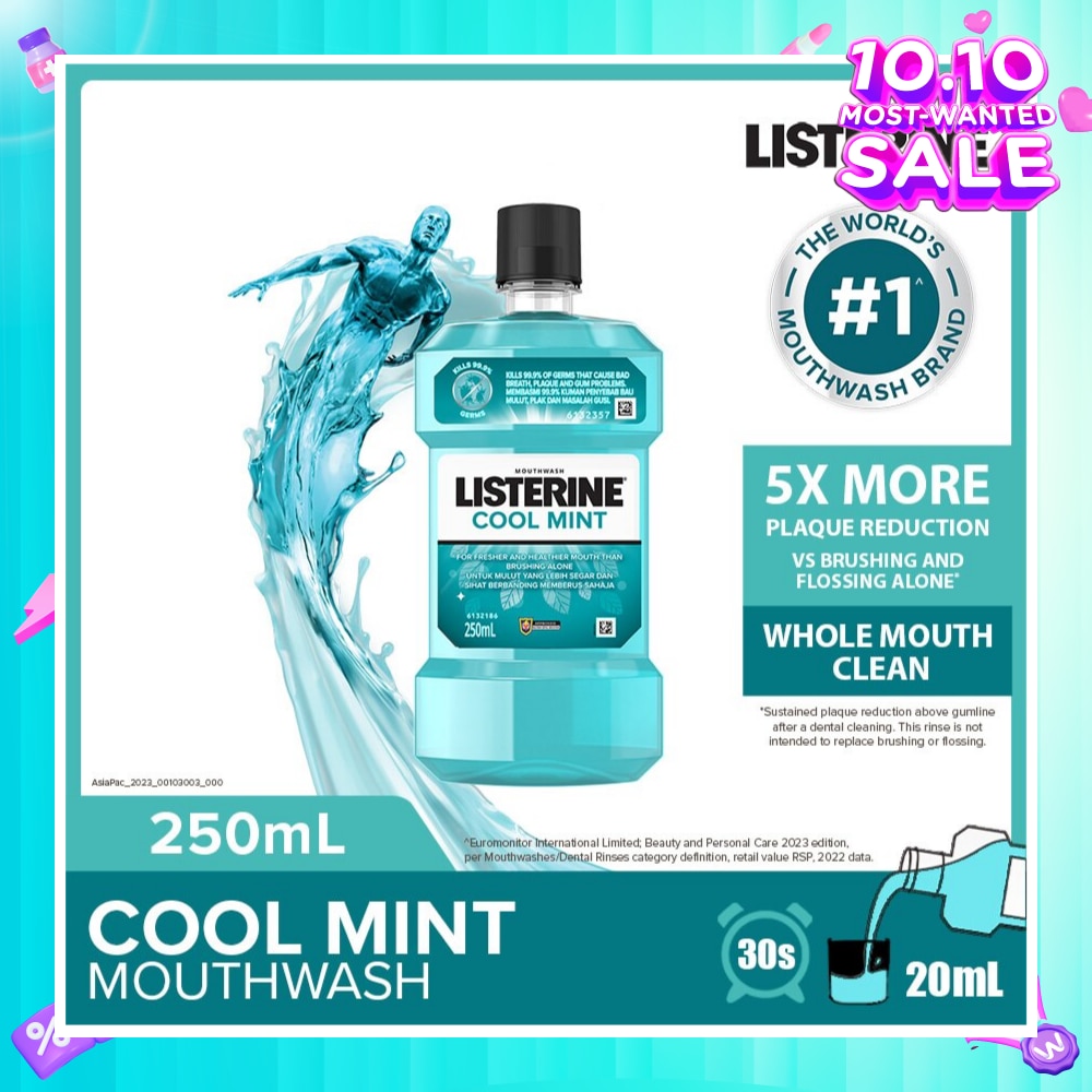 Listerine Mouthwash Cool Mint With 4 Essential Oils 250ml