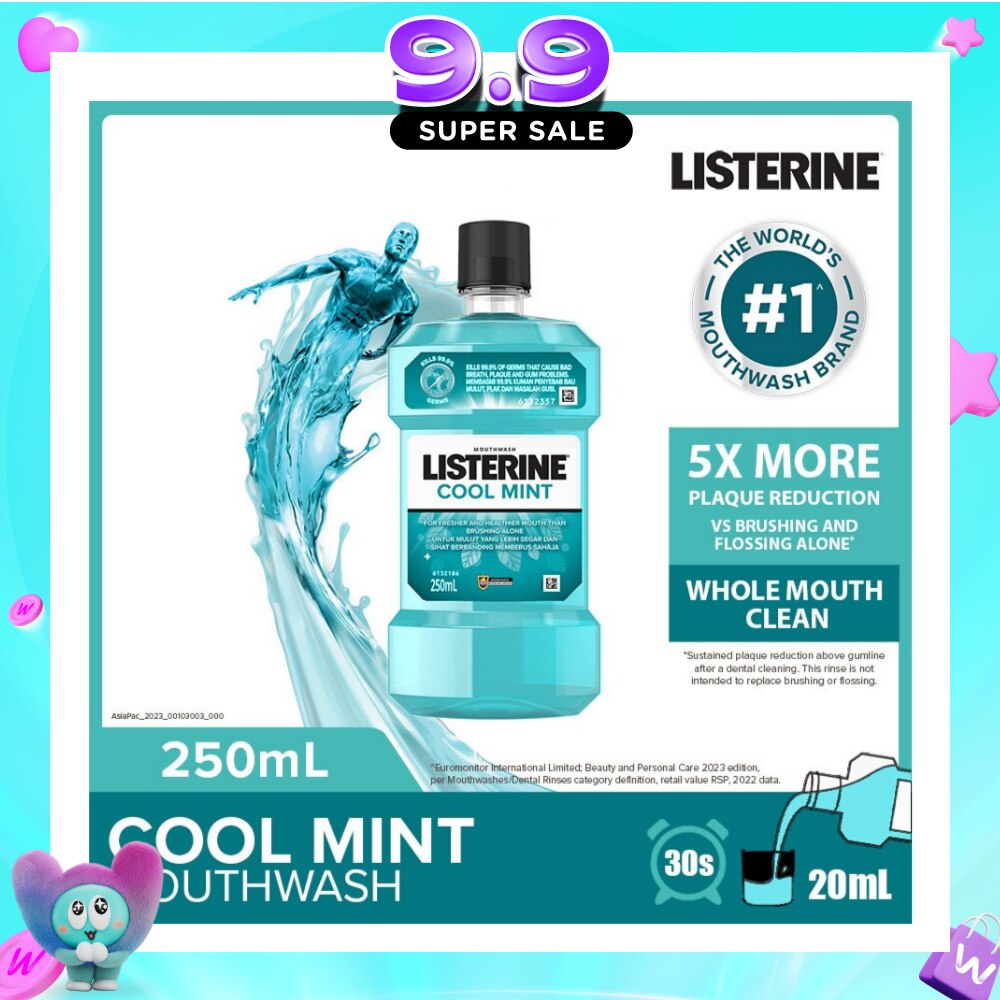 Listerine Mouthwash Cool Mint With 4 Essential Oils 250ml image