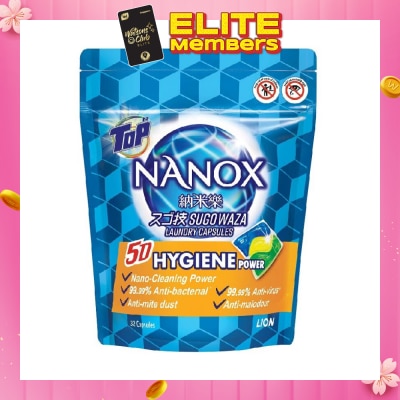 TOP Nanox Laundry Capsules (99.99% Anti-Bacterial, Anti Virus, Anti Malodour, Anti Mite Dust) 32s