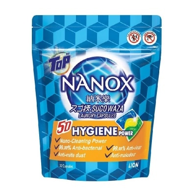 TOP Nanox Laundry Capsules (99.99% Anti-Bacterial, Anti Virus, Anti Malodour, Anti Mite Dust) 32s