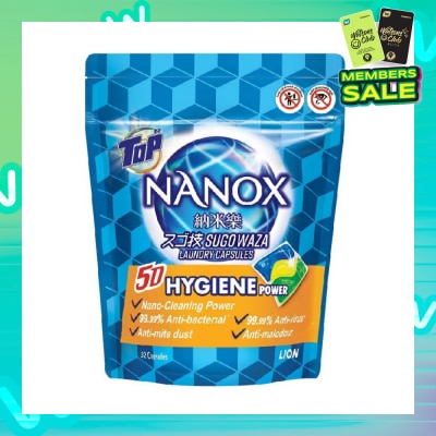 TOP Nanox Laundry Capsules (99.99% Anti-Bacterial, Anti Virus, Anti Malodour, Anti Mite Dust) 32s