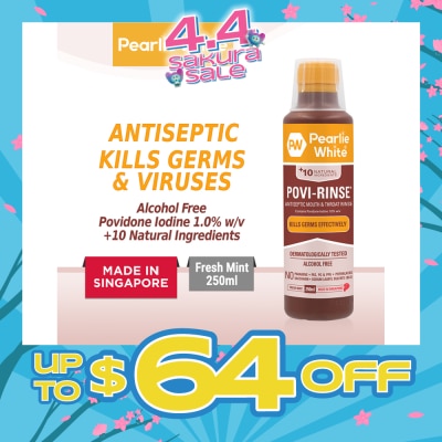 PEARLIE WHITE® - Povi Rinse Antiseptic Mouth And Throat Rinse (Helps To Maintain Oral Health And Fight Germs That Cause Bad Breath) 250ml