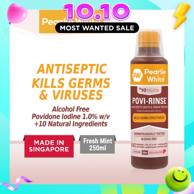 PEARLIE WHITE® Povi Rinse Antiseptic Mouth And Throat Rinse (Helps To Maintain Oral Health And Fight Germs That Cause Bad Breath) 250ml image