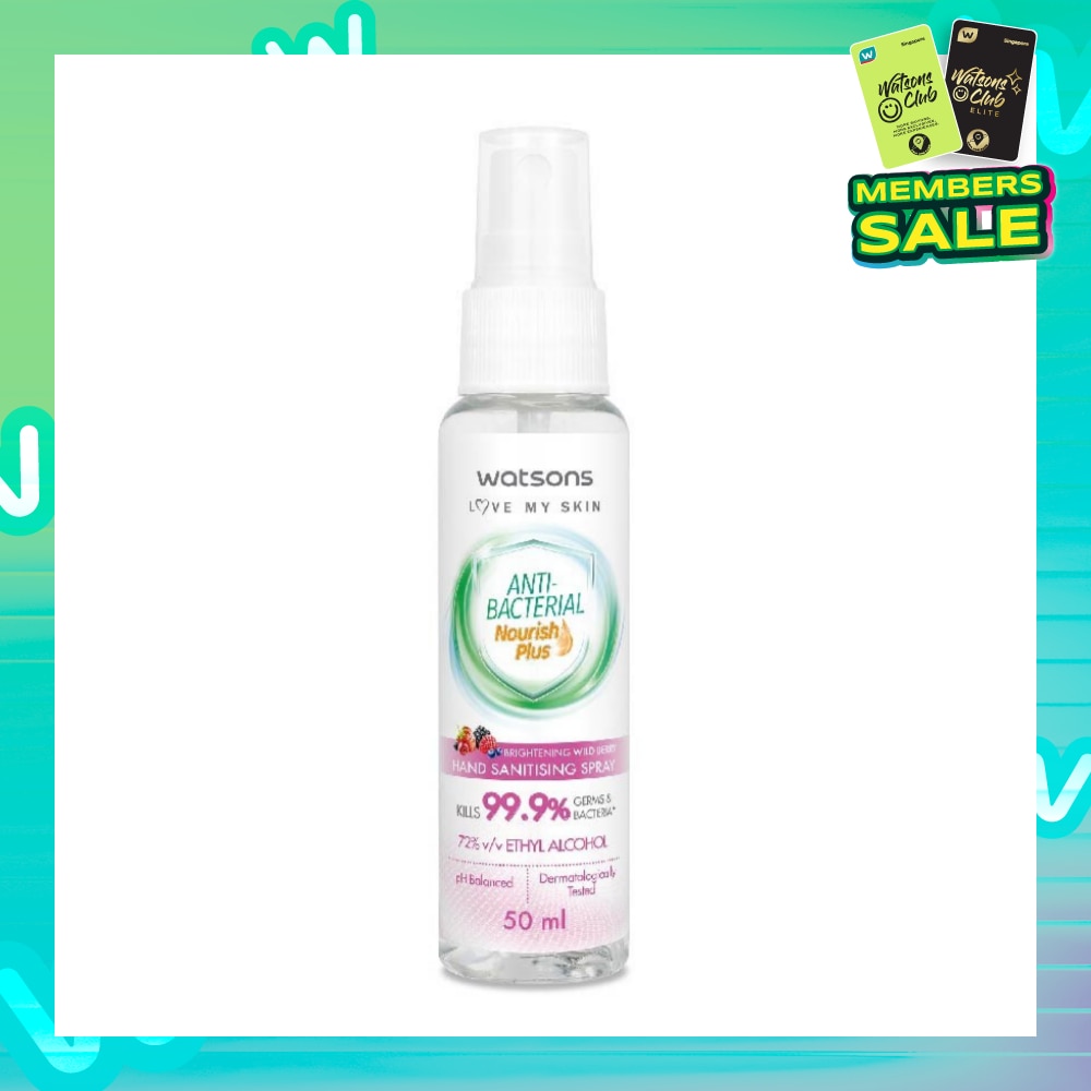 Anti Bacterial Nourish Plus, Brightening Wild Berry Hand Sanitiser Spray (Kills 99.9% Germs And Bacteria*) 50ml
