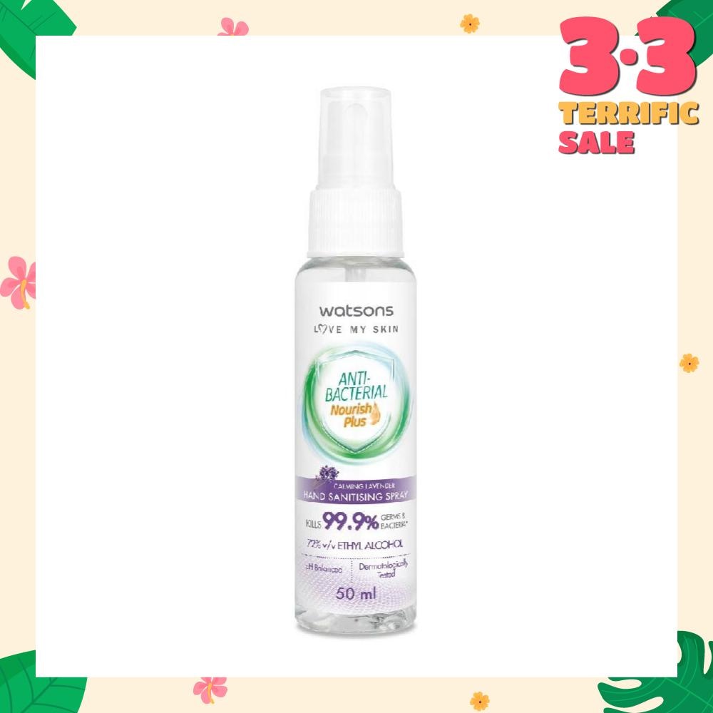 Anti Bacterial Nourish Plus, Calming Lavender Hand Sanitiser Spray (Kills 99.9% Germs And Bacteria*) 50ml