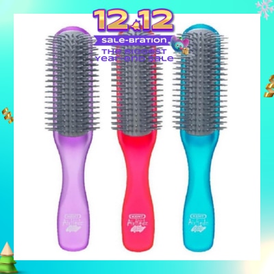 KENT BRUSHES Ahglo1 Airhedz Glo (Half Radial Non Scratch Ionic Hair Brush) Raspberry/Aqua Blue/Purple. 1s